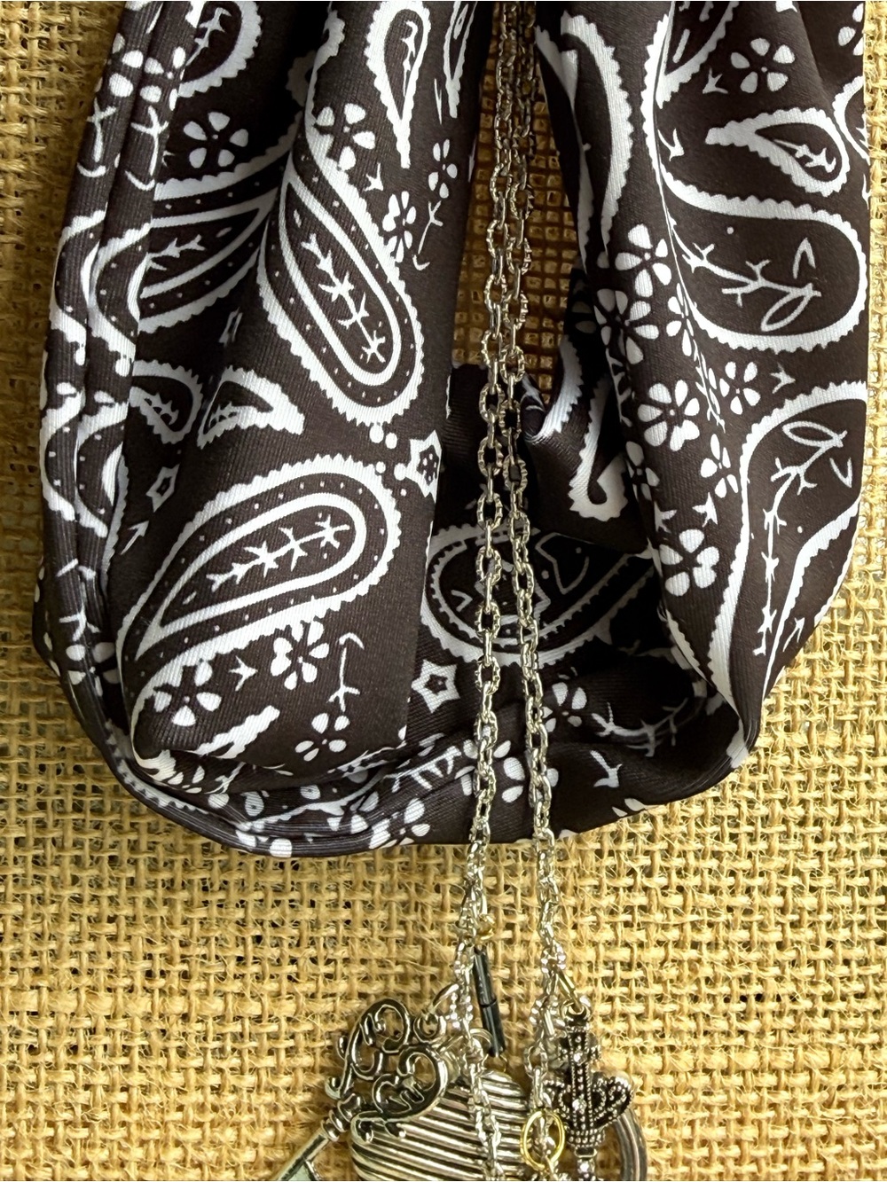 AMERICANA + Black paisley bandanna charms  necklace - Picture 10 of 13